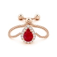 thumbnail image 2 of ANGARA Natural Pear-Shaped Ruby Halo Bolo Ring in 14K Rose Gold for Women (Size-6x4mm) | July Birthstone Jewelry for Her | Natural Ruby Rings, 2 of 9