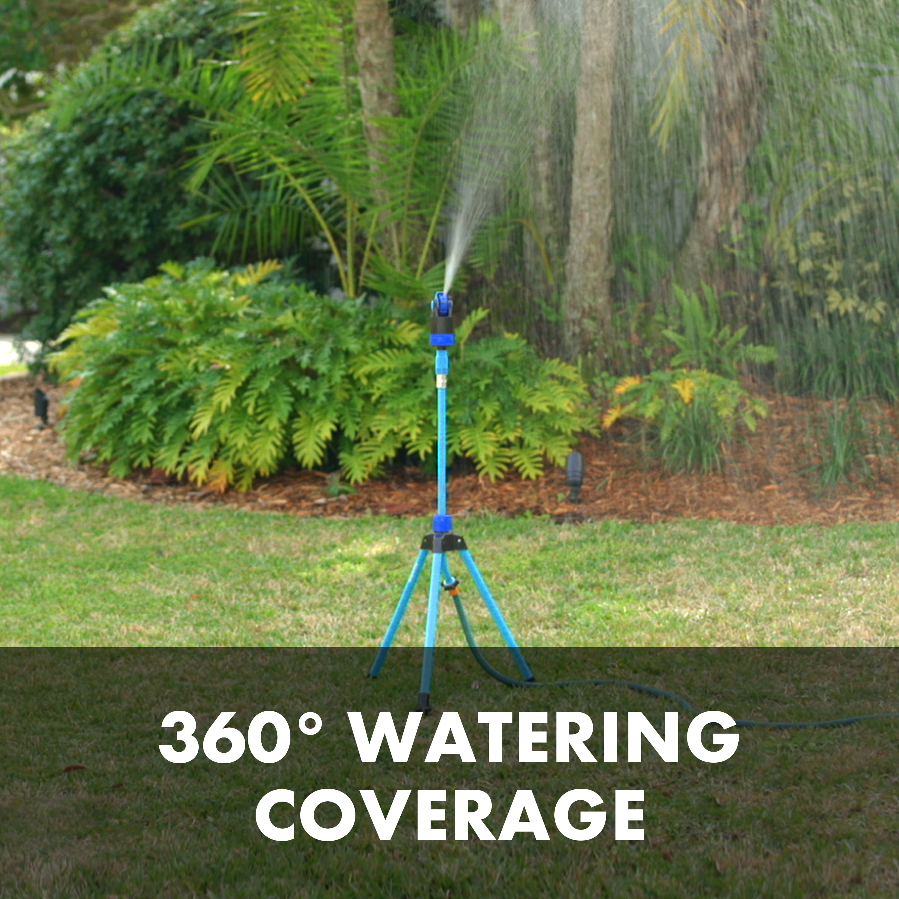 Aqua Joe Indestructible Turbo Drive 360º Telescoping Tripod Lawn & Garden Sprinkler, 6 Spray Patterns, 4,500 Sq. ft. Max Coverage