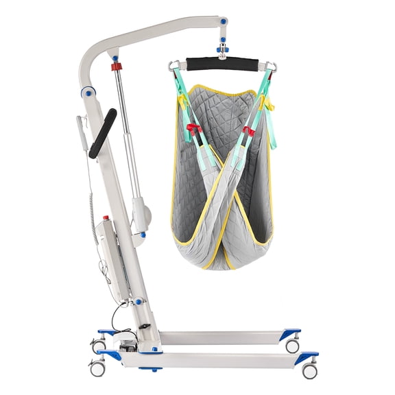KFFKFF Electric Patient Lift with U-Shaped Sling, Adjustable Height and Width, Medical Transfer Aid with Wheels and Handle Controller for Bedridden or Disabled Individuals, 400 lbs Capacity