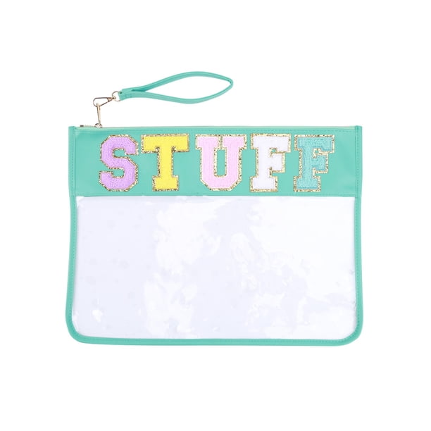 Personalizado 50 (calidad Mejorada 300 G) Carta Gran Capacidad Multiusos Transparente Impermeable Snack Maquillaje Embrague Con Pulsera Verde