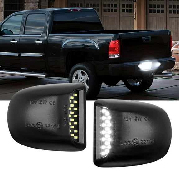 Nilight 2Pcs License Plate Lights Compatible with 1999-2013 Chevy Silverado 1500 2500 3500 GMC Sierra Black housing 6000K White