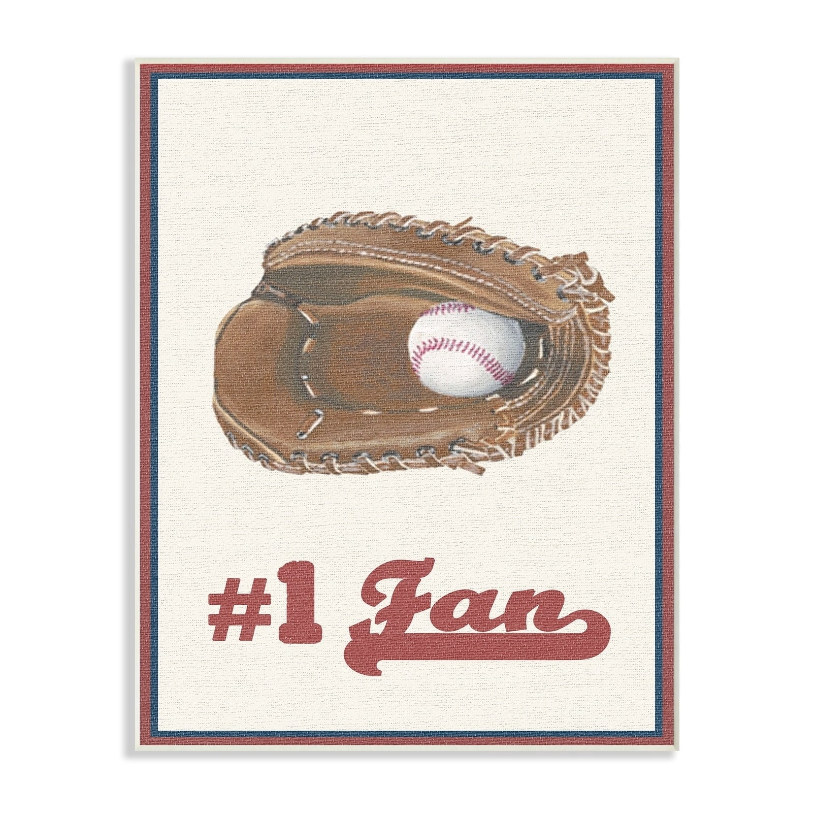 Stupell  Number 1 Baseball Fan Wall Plaque Art 10 x 15