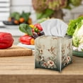 thumbnail image 3 of ZUXONGSY Hummingbird Floral Square Tissue Box Cover PU Leather Tissue Box Holder Decorative Tissue Organizer Waterproof Tissue Cover Bathroom Accessories Decoration, 3 of 7