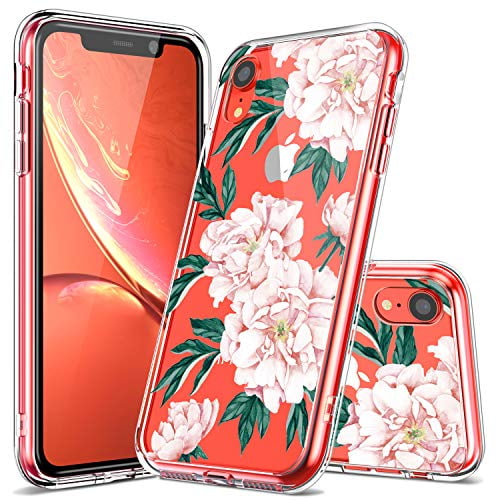 Iphone Xr Case Luhouri Iphone Xr Clear Case Girls Women Floral Heavy Duty Protective Hard Pc Back Case With Shockproof Slim Tpu Bumper Cover Phone Case For Iphone Xr Pink Flower