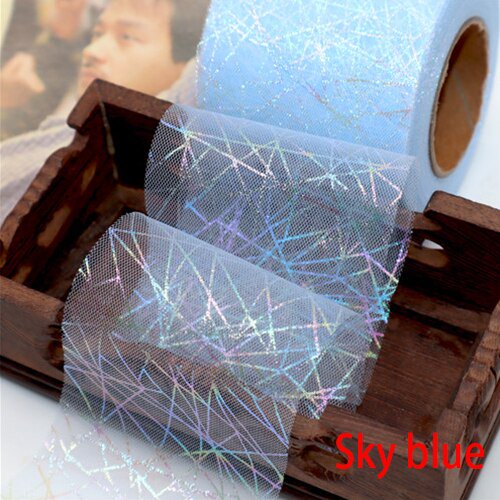Cinta de tul iridiscente de colores mágicos, tira de malla impresa de colores arcoíris, Organza brillante, suministro de Material, 6cm, 25y