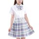 thumbnail image 1 of Odeerbi Niñas 3 Piezas Preppy Vestido de Manga Corta Camisa de Vestido y Falda Plisada Cuadrado Conjunto Uniforme Escolar Con Corbata, 1 of 3