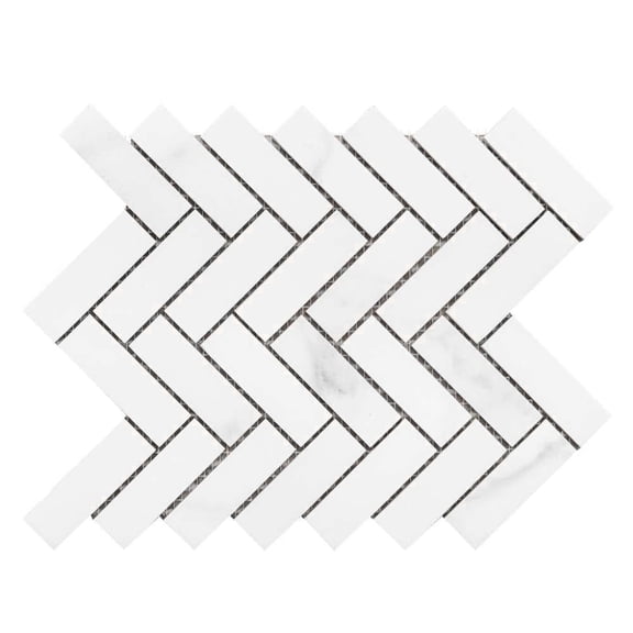 The Tile Life Adonis Pure 1" x 3" White Herringbone Matte Porcelain Mosaic Floor and Wall Tile, 1 Sheet