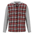 thumbnail image 4 of Plaid Hoodie Jacket for Men Teen Boys Patchwork Flannel Cotton Button Up Hooded Sweatshirt Outwear with Pocket (M, Red), 4 of 5