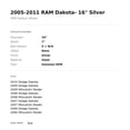thumbnail image 2 of Dodge Mitsubishi Dakota Raider Wheel 2005-2011 16"  Silver 2236, 2 of 2