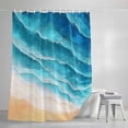 thumbnail image 4 of Ocean Waves Shower Curtain, 48" x 72", Abstract Gradient Orange Teal Waves Beach Waterproof Bathroom Curtain Washable Shower Curtain Set with 12 Hooks, 4 of 8