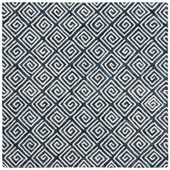 SAFAVIEH Metro Lauressa Geometric Area Rug, Navy/Ivory, 6' x 6' Square