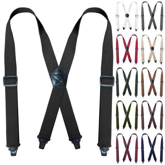 SGFCWSX Men X-Type Adjustable Suspenders, Strong Casual Elastic Straps 3.8cm Width Strap Clip Black