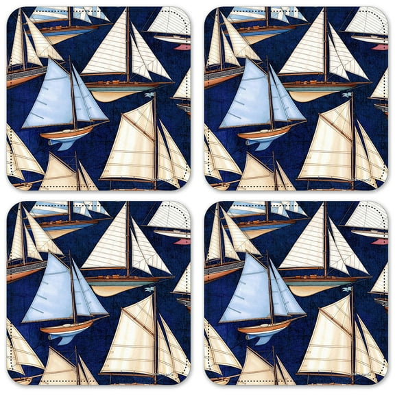 Vinyl Drink Coasters - Set of 4 - Sail Boats - Image by Dan Morris