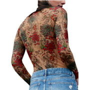 Wild Rose Ladies MUMS Tattoo Mesh Shirt, Tan, XX-Large