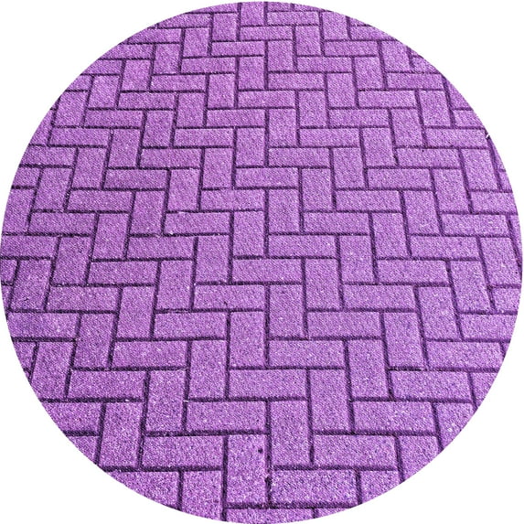 Ahgly Company Indoor Round Patterned Violet Purple Area Rugs, 4' Round