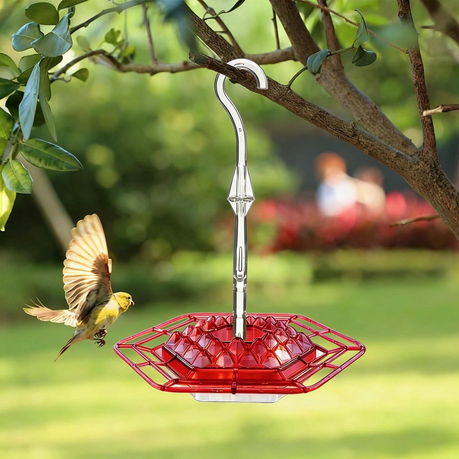 2 Pack Hummingbird Feeders for Outdoors Hanging with 30 Feeding Ports Saucer Humming Bird Feeder with Integrated Ant Moat Bee-Proof Leak-Proof No Drip, Easy Cleaning and Refill