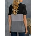 thumbnail image 3 of Blouses T-Shirts Décontractées à Manches Courtes à Blocs de Couleur Rayés pour Femmes, 3 of 4