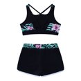 thumbnail image 5 of YONGHS Girls Rash Guard Swimwear Crisis Cross Tank Top with Shorts 2 Piece Gymnastics Sports Outfits Black Lily 8, 5 of 7