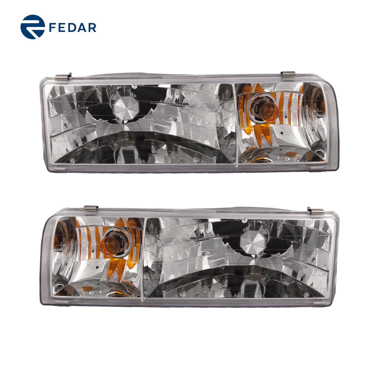 Headlight Lamp Compatible with 1995 1996 1997 Lincoln Town Car Pair Set