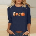 thumbnail image 2 of KIHOUT Hauts en Liquidation, Chemises à Manches 3/4 pour Femmes, Blouse Imprimée Graphique d'Automne, Col Rond, T-shirts Décontractés Amples, Chandails en Molleton, Blouse, 2 of 4
