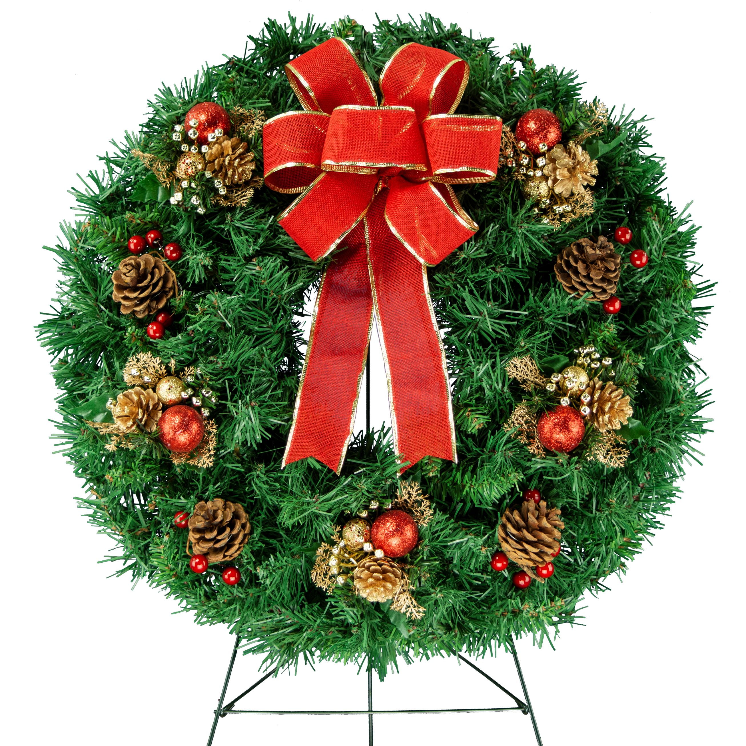 Sympathy Silks Christmas MemorialWreath Decoration Red and Gold