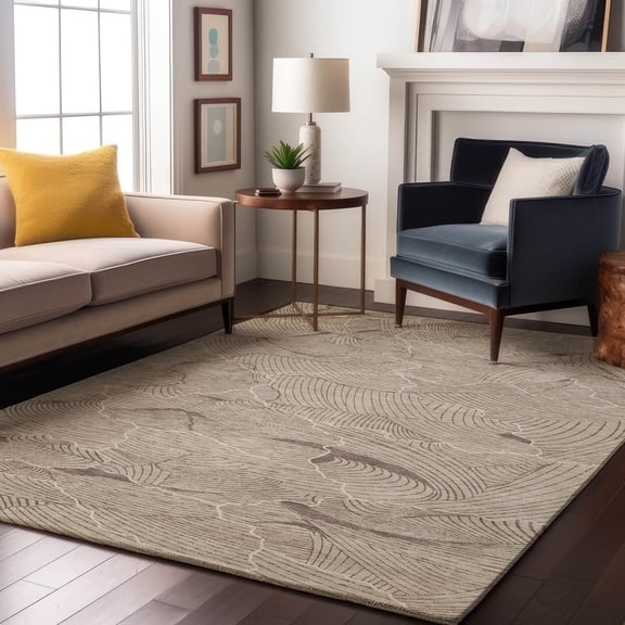 Addison Rugs Mayfield Premium Machine Washable Transitional Lines Beige Rectangle Rug, 3' x 5'