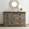 thumbnail image 3 of Walker Edison Farmhouse Sliding Door Grey Wash TV Stand for TVs up to 60”, Grey Wash, 3 of 11
