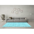 thumbnail image 3 of Ahgly Company Indoor Round Trellis Light Blue Modern Area Rugs, 4' Round, 3 of 4