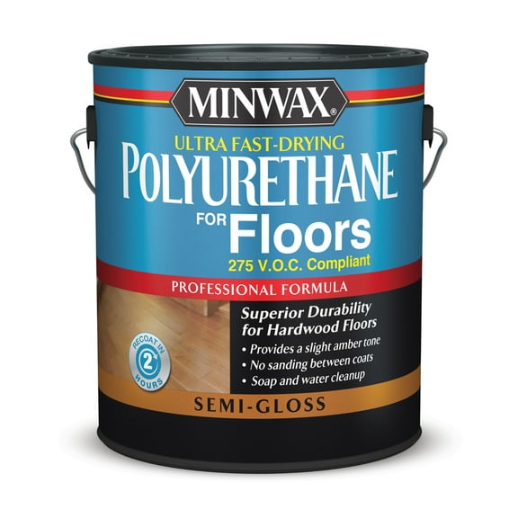 Minwax 1016974 1 gal Semi-Gloss Water-Based Fast-Drying Polyurethane Solution, Clear - Pack of 2