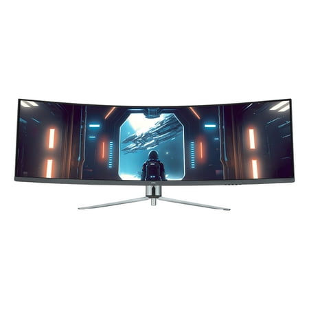 onn. 49" Curved Dual FHD (3840 x 1080p) 144Hz 1ms Gaming Monitor with Cables, Black, New