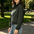 thumbnail image 3 of BAVIRRA Women Raglan Sleeve Cropped Bomber Jacket Stand Collar Zip Up Lightweight Outerwear with Elastic Cuffs & Hem, 3 of 6