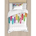 thumbnail image 1 of Retirement Party Twin Size Duvet Cover Set, Graphic Design Retirement Party Theme with Balloons and Stars Figures, Decorative 2 Piece Bedding Set with 1 Pillow Sham, Multicolor, by Ambesonne, 1 of 3