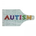thumbnail image 1 of Autism Cutting Board, Completed Puzzle Pieces with Calligraphy Representing a Neurological Disability, Decorative Tempered Glass Cutting and Serving Board, in 3 Sizes, by Ambesonne, 1 of 2