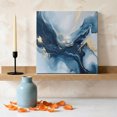 thumbnail image 3 of Ships Next Day Canvas Wall Art 8"x8", Navy Blue Marble Wood Framed Canvas Print Painting, Modern Abstract Ink Painting Ready to Hang Small Picture Wall Decor for Home Bathroom Nursery Kitchen, 3 of 9
