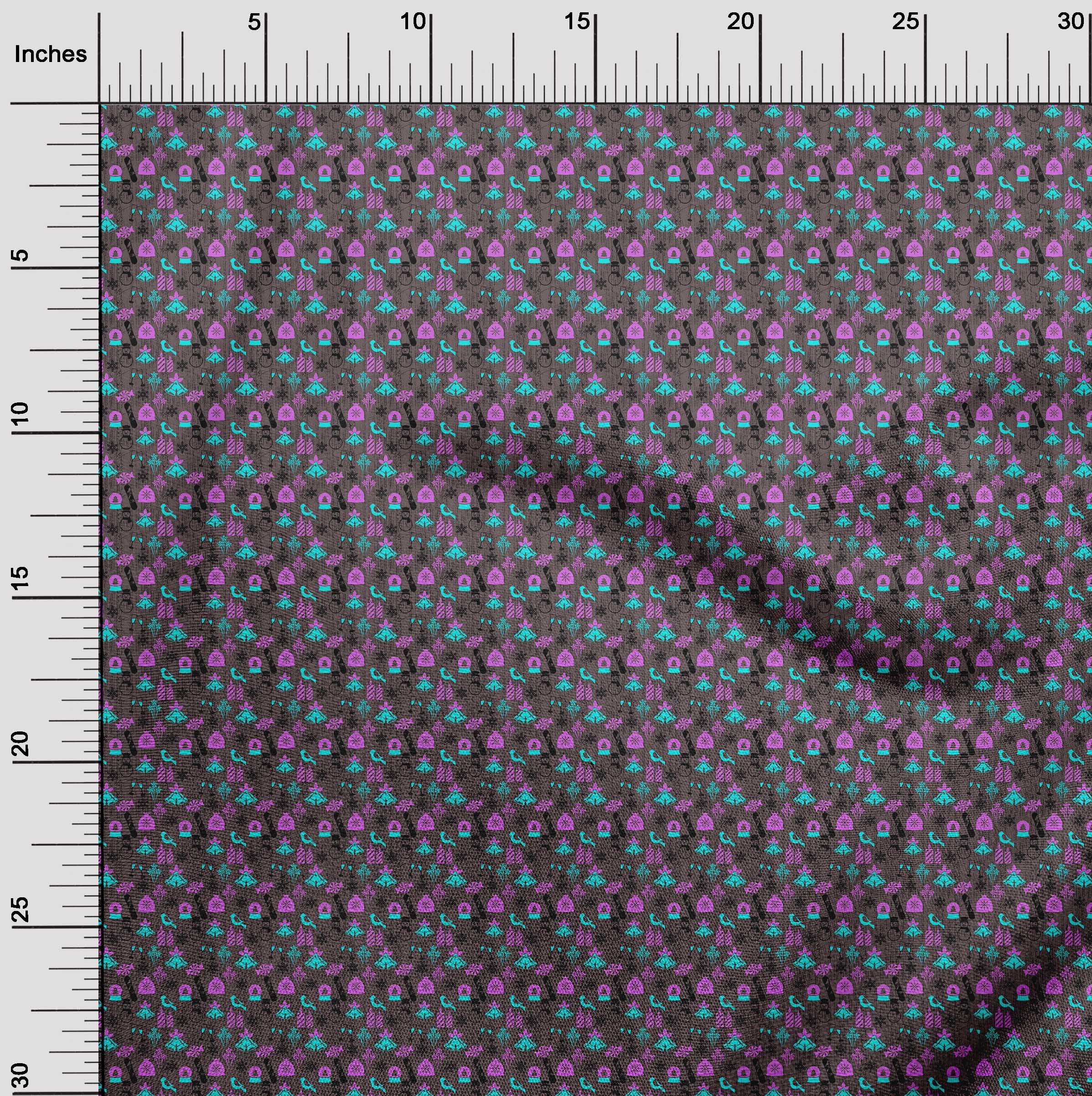 oneOone Cotton Cambric Gray Fabric Christmas Craft Projects Decor Fabric Printed By The Yard 42 Inch Wide