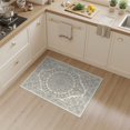 thumbnail image 2 of ODIKA Beige Motif Cream Interlocking Entryway Beetles Bathroom Pet Friendly & Kids Safe for Bedroom, Bedside, Nursery, 2 of 7