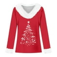 thumbnail image 4 of Arlun Christmas Sweaters for Women Trim V Neck Sweatshirts Fashion Christmas Tree Graphic Printed Tops Long Sleeve Loose Soft Comfort Xmas Holiday Pullovers Red L, 4 of 4