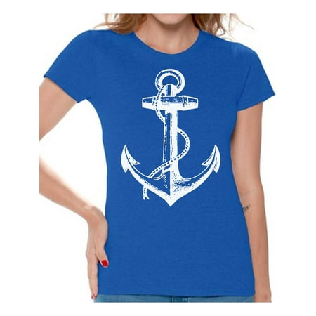 Awkward Styles Sea Tshirt for Ladies Ocean Lovers Gifts Marine Themed Party Cute Gifts for Sailor Anchor Clothes for Her Marine Clothing Collection Captain T Shirt for Ladies Anchor Shirt for Women