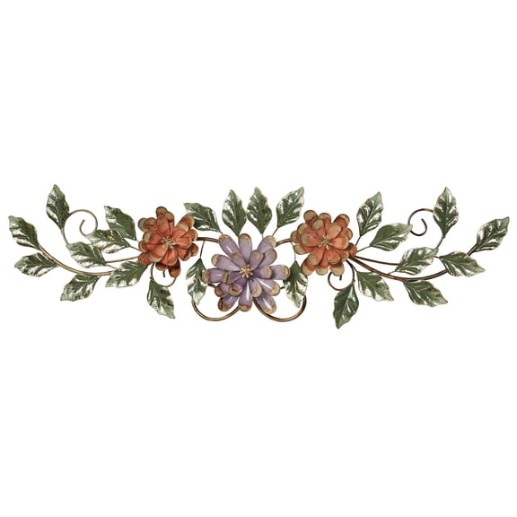 Hand-Finished Spring Grace II Floral Metal Wall Topper 37 x 10