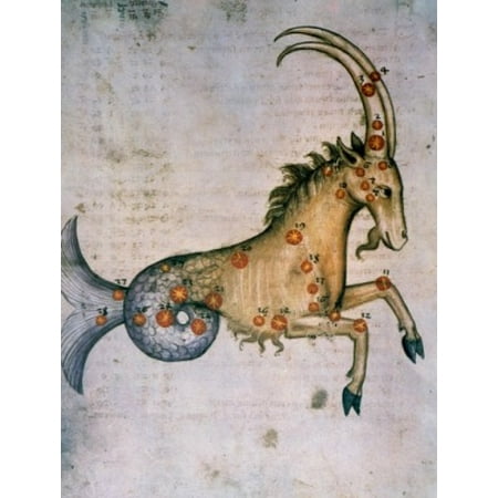 Capricorn or Goat Signs of the Zodiac by artist unknown (from Atlas Celeste De Strabov) Canvas Art - (18 x 24)
