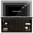 thumbnail image 3 of Lacoo TV Wood Stand Sliding Barn Door Storage Farmhouse TV Cabinet and Adjustable Storage Shelves, Dark Brown, 3 of 7