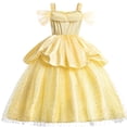 thumbnail image 2 of HAWEE Girls Off Shoulder Sequin Belle Princess Yellow Costume Tulle Yellow Dress Up, 2 of 6