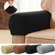 Gustave Stretch Pixel 2 Piece Armrest Furniture Cover Slipcover (Black)