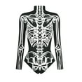 thumbnail image 4 of FYEGRE Women's Long Sleeve Digital Printed Zipper Skin Tight Party Romper Bodysuit Outfit for F S, 4 of 4