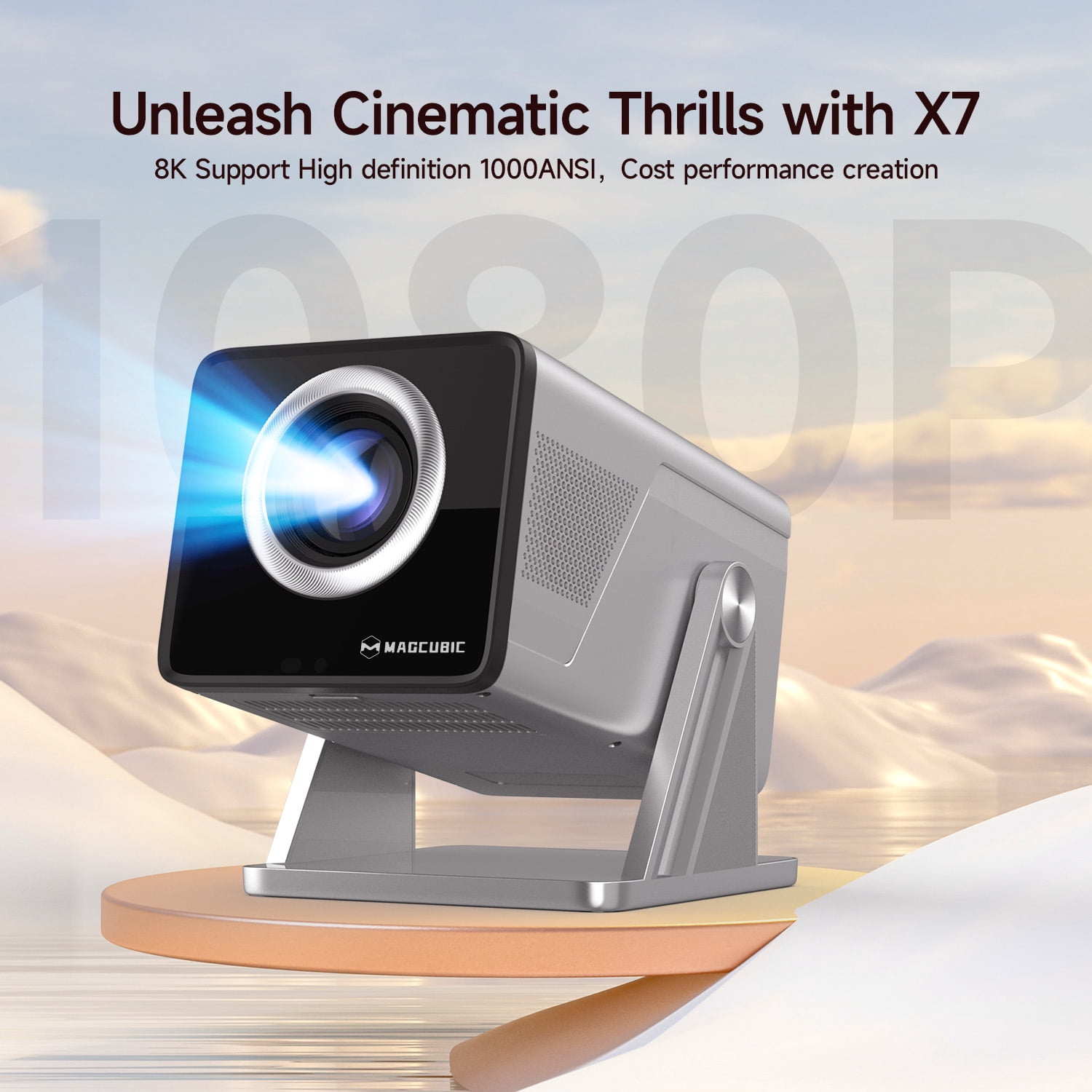 [1000 ANSI & Auto Focus] Magcubic 8K/4K Support 1080P Native Full HD Projector, Smart Home Theatre Support WiFi6 & BT 5.4, Android 14 Pre-Installed APPs, X7