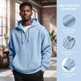 thumbnail image 4 of Homeyce Men's Quarter Zip Hoodie Waffle Knit Pullover Long Sleeve Casual Loose Fit Sweatshirt Hooded Tops with Pockets,Blue 3XL, 4 of 5