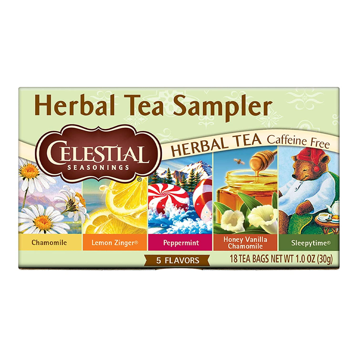 Celestial Seasonings Herbal Tea Sampler Caffeine Free 5 Flavors 1.0 oz