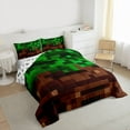thumbnail image 3 of Homewish Female Men Women Pixelated Blocks Miners 3 Pieces Queen Comforter Set,Building Blocks Construction Game Ultra Soft Bedding Sets,Abstract Geometric Plaid Bedding Comforter Set Breathable, 3 of 8