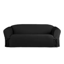 Linen Store Microsuede Slipcover Furniture Protector Cover, Perfect for Pets, Black, Sofa