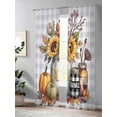 thumbnail image 4 of Thanksgiving Sheer Curtains 96 inches Long, Sunflower Fall Pumpkin Bottle Plant Gray Plaid Light Filtering Sheer Window Curtains Rod Pocket Voile Drapes for Bedroom Living Room, 52"W x 96"L 2 Panels, 4 of 7